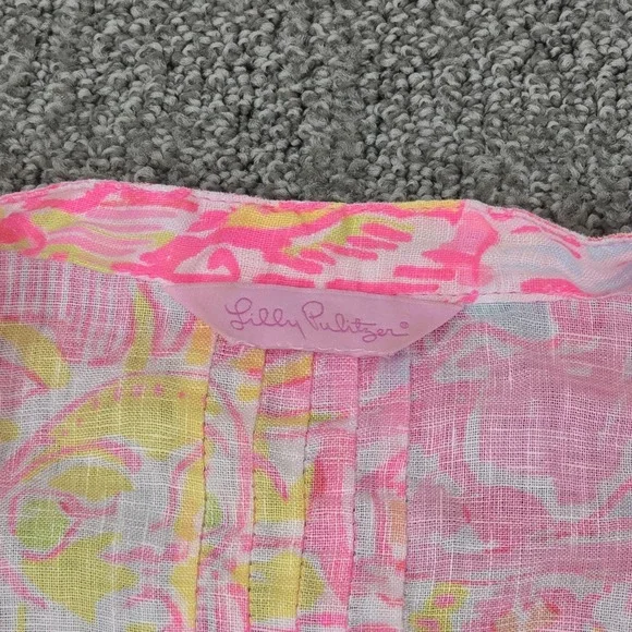 Lilly Pulitzer Pink Pout Linen Sarasota Tunic Dress Pink Tank Large - Picture 3 of 8